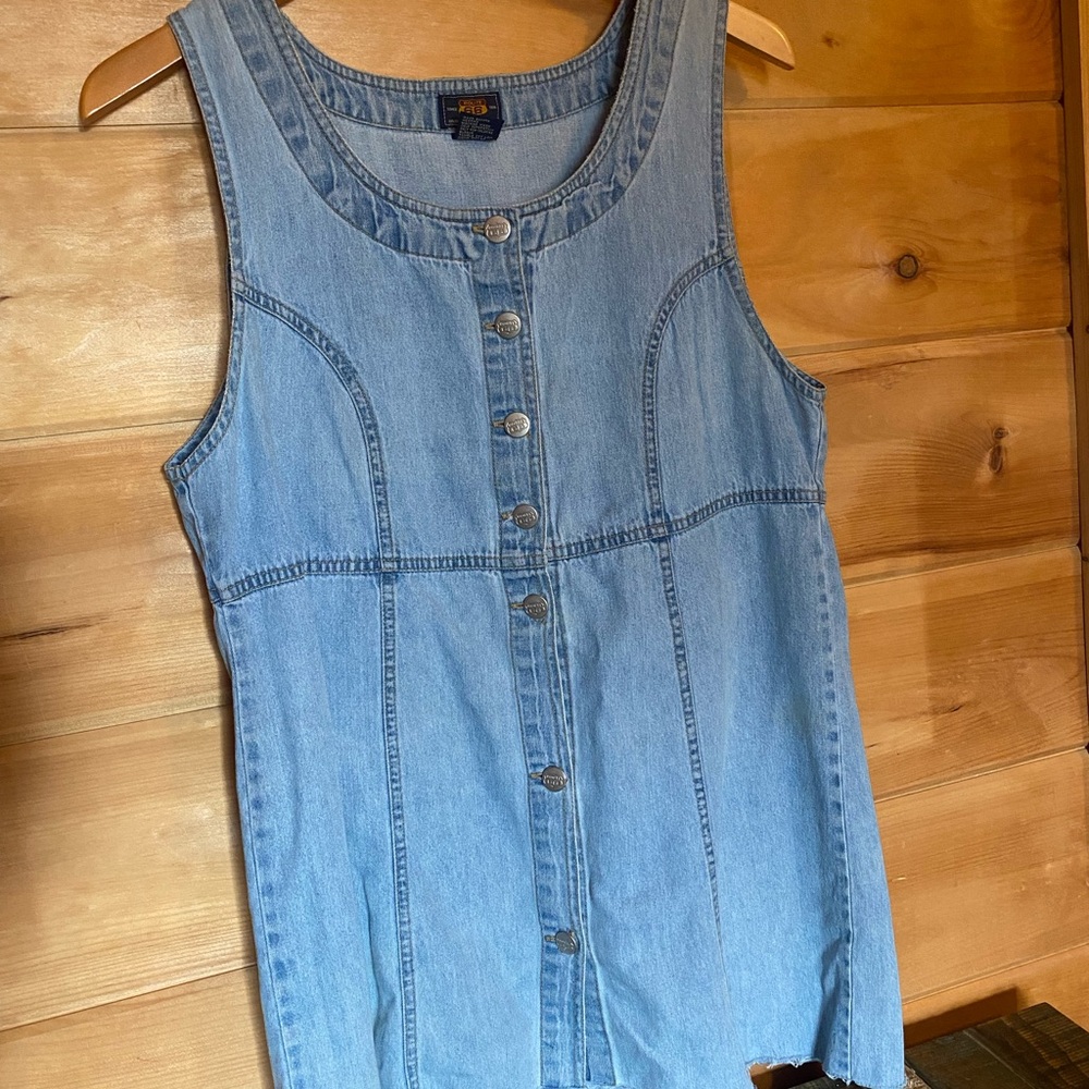 Vintage Denim Button-Down Sleeveless dress